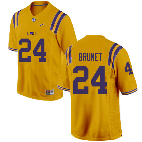 Men #24 Colby Brunet LSU Tigers College Football Jerseys Sale-Gold